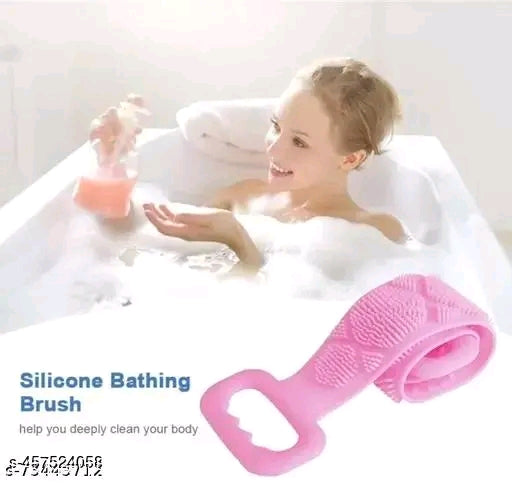 Silicone Body Back Scrubber Double Side Bathing Brush for Skin Deep Cleaning - Random Color