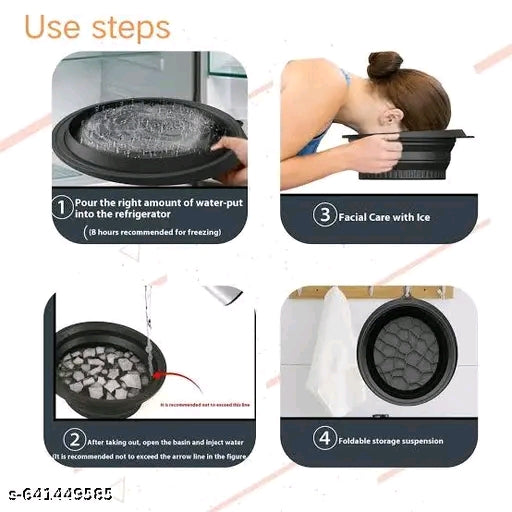Face Bowl for Ice with Built-in Ice Tray – Collapsible Silicone Facial Ice Bath Bowl for Cold Plunge Therapy, Skin Tightening & Acne Relief – Portable Spa Tool for Home & Travel(Round)