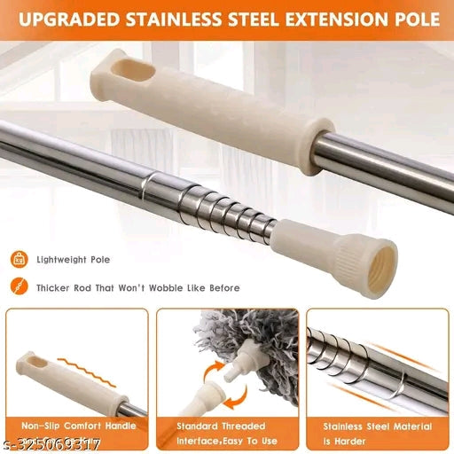 Microfiber Feather Duster Bendable & Extendable Fan Cleaning Duster with 100 inches Expandable Pole Handle Washable Duster for High Ceiling Fans, Window Blinds