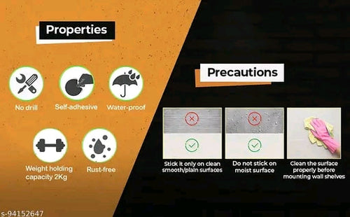 Bathroom Shelf Wall Mounted No Drill Storage Rack - 4 Piece Set (2 Shelves + 2 Soap Holders)