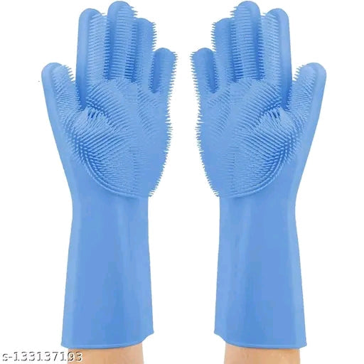 Stylo Silicone Cleaning Gloves - Magic Dishwashing Scrubber Gloves with Bristles