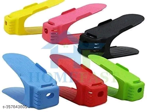 PURCHASE STORE® Shoe Slots Organizer - Double Layer Shoe Rack Space Saver for Closet (Multicolor, Pack of 6)