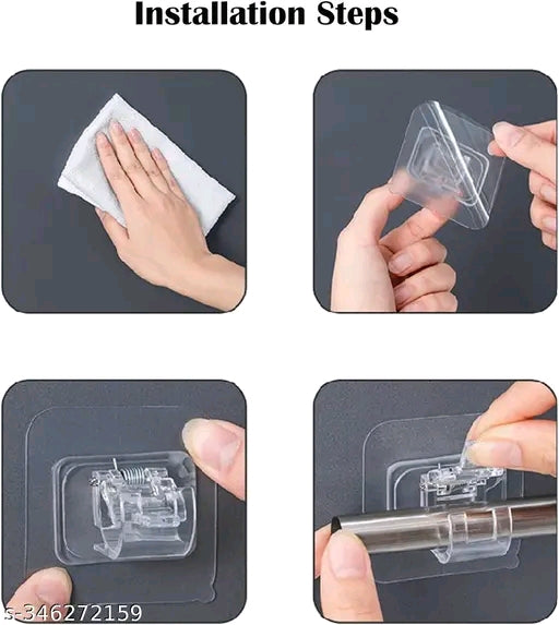 Pack of 4 self-adhesive curtain rod holders, wall brackets, towel rods, hook holder, mounting rods, holders, curtains, hook holders