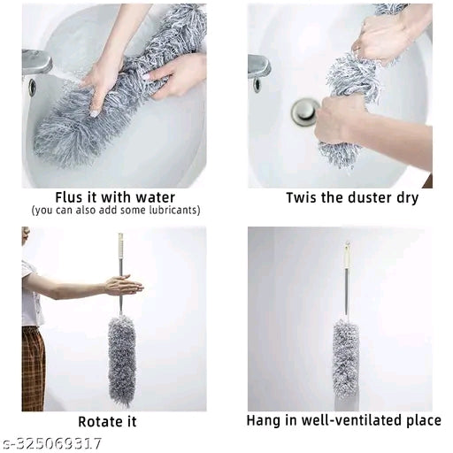 Microfiber Feather Duster Bendable & Extendable Fan Cleaning Duster with 100 inches Expandable Pole Handle Washable Duster for High Ceiling Fans, Window Blinds