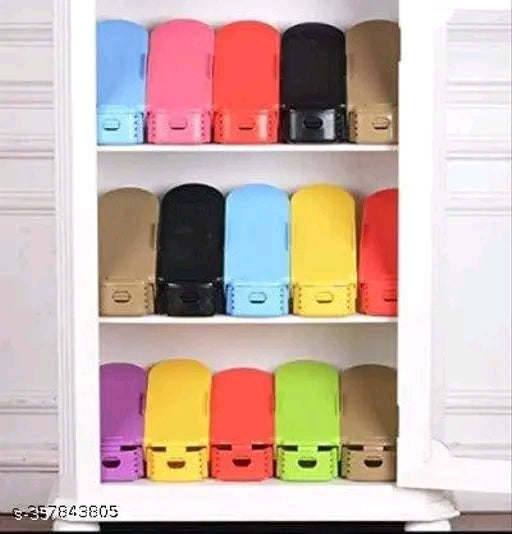 PURCHASE STORE® Shoe Slots Organizer - Double Layer Shoe Rack Space Saver for Closet (Multicolor, Pack of 6)