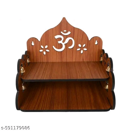 Puzzle Berry Small Wooden Mandir for Home | MDF Temple for Pooja Room & Daily Rituals (Design 1)