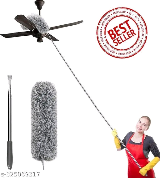 Microfiber Feather Duster Bendable & Extendable Fan Cleaning Duster with 100 inches Expandable Pole Handle Washable Duster for High Ceiling Fans, Window Blinds